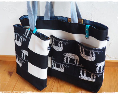 なまけもの×ボーダー レッスンバッグセット ＊ レッスンバッグ kekko