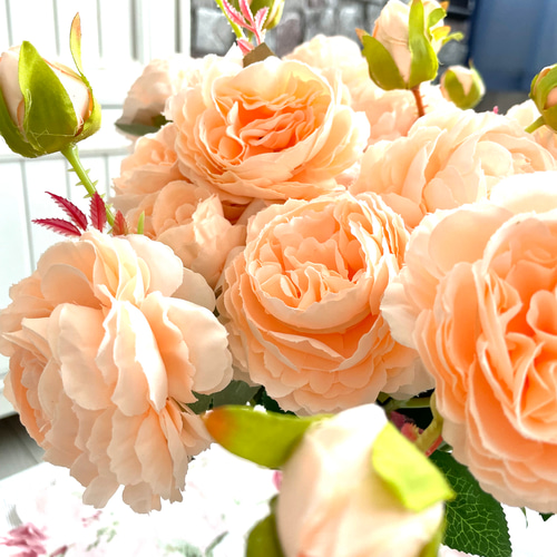 no47・3本組牡丹, オレンジ, おしゃれな牡丹、アーティ