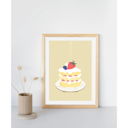 北欧 風 インテリア アート ポスター【 home made cake. 】:/ 067/ ケーキ お菓子 いちご 3枚目の画像