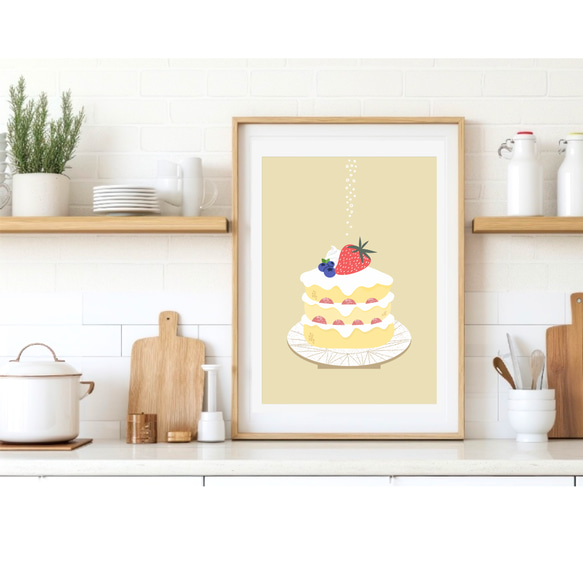 北欧 風 インテリア アート ポスター【 home made cake. 】:/ 067/ ケーキ お菓子 いちご 4枚目の画像