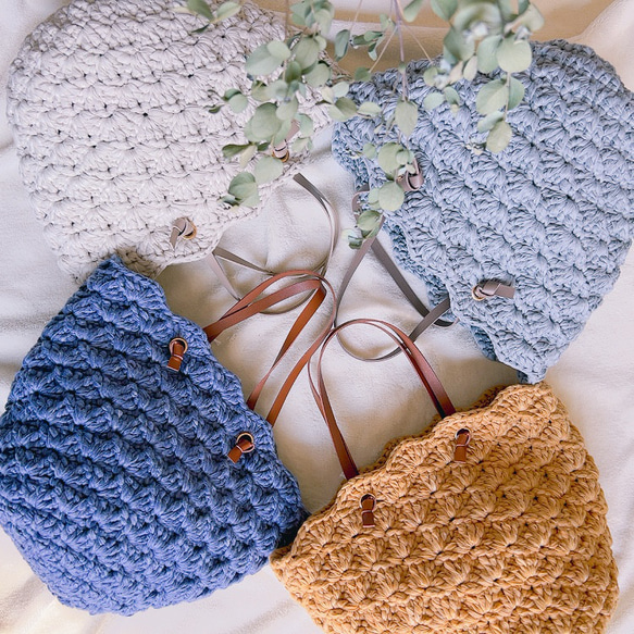 SALE ＊shell stitch marché＊ かごバッグ　軽量バッグ　 2枚目の画像