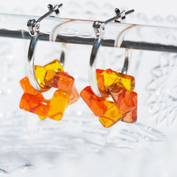 Glass Warp“Warp [Orange]”圈形耳環/耳環 第6張的照片