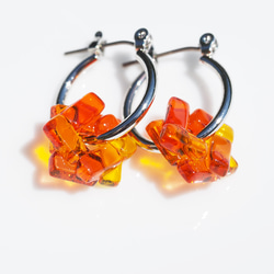 Glass Warp“Warp [Orange]”圈形耳環/耳環 第9張的照片