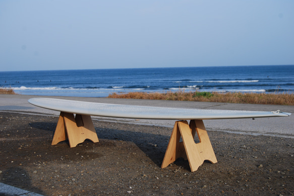 《受注製作》木製折りたたみボードスタンド・サーフィン・サーフボード・スノーボード 1枚目の画像