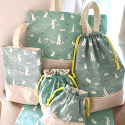 オーダー可◉ハンドメイド⭐︎ 女の子♡うさぎとお花⭐︎入園入学準備グッズ　6点セット ▶︎人気No.1【6点セット】女の子♡入園入学準備グッズ pink rabbit