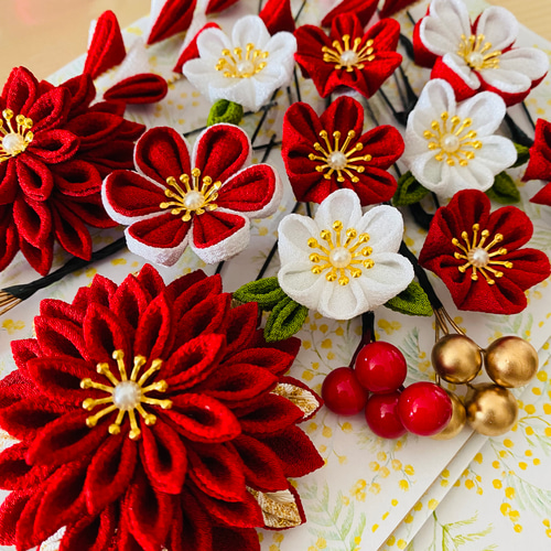 つまみ細工 ヘア飾り【静】卒業式 卒業式髪飾り 袴 水引き 成人式用髪