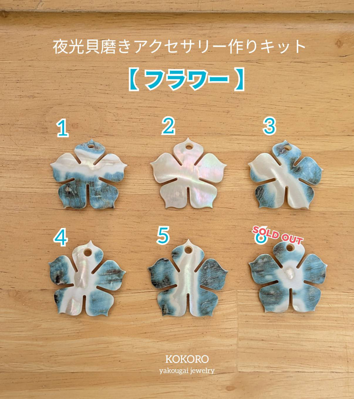 夜光貝磨きアクセサリー作りキット ✳【 フラワー 】 キット