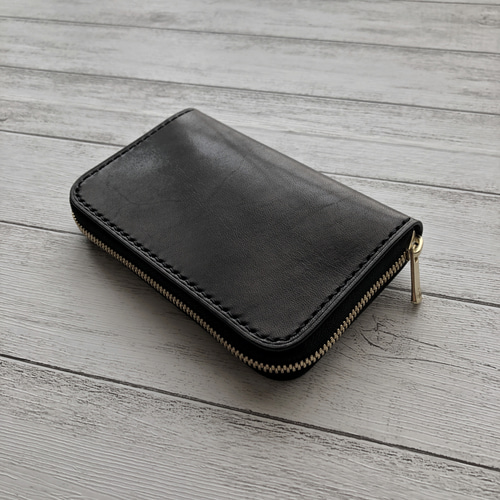 受注製作 栃木ワイルドサドルブラック ラウンドファスナーミドル