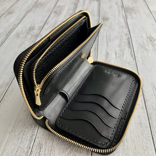 受注製作 栃木ワイルドサドルブラック ラウンドファスナーミドル