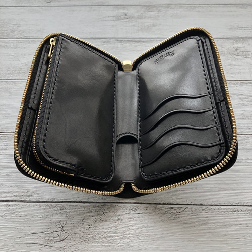 受注製作 栃木ワイルドサドルブラック ラウンドファスナーミドル