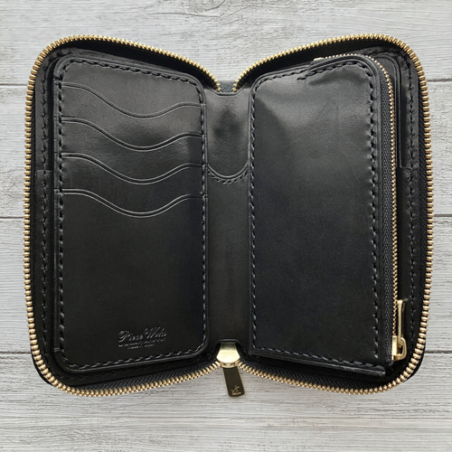 受注製作 栃木ワイルドサドルブラック ラウンドファスナーミドル