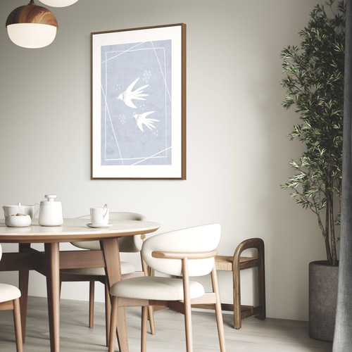 北欧 風 インテリア アートポスター【 birds.】ブルー :/068/ 鳥