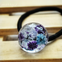 かすみ草うさぎのヘアゴム ハンドメイド レジン ピンク リボン お花 ネックレス 花束うさぎのヘアゴム ハンドメイド レジン ベージュ×パール