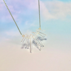 絹紐と水晶の束／316L-necklace 2枚目の画像