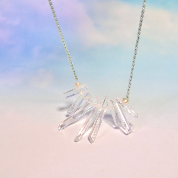 絹紐と水晶の束／316L-necklace ネックレス・ペンダント ConNectarth 