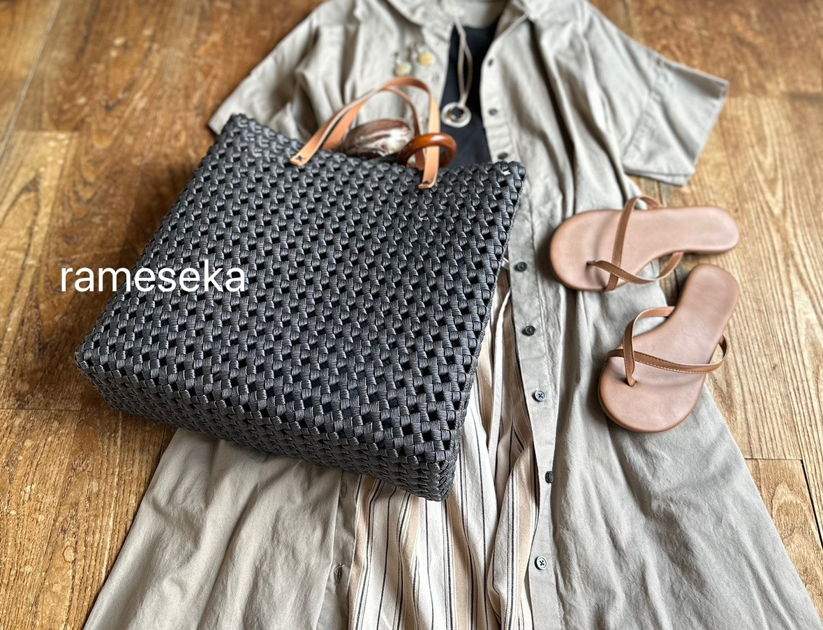 正方形かごバッグ　〜MUJI〜　お色選べます！        Ω