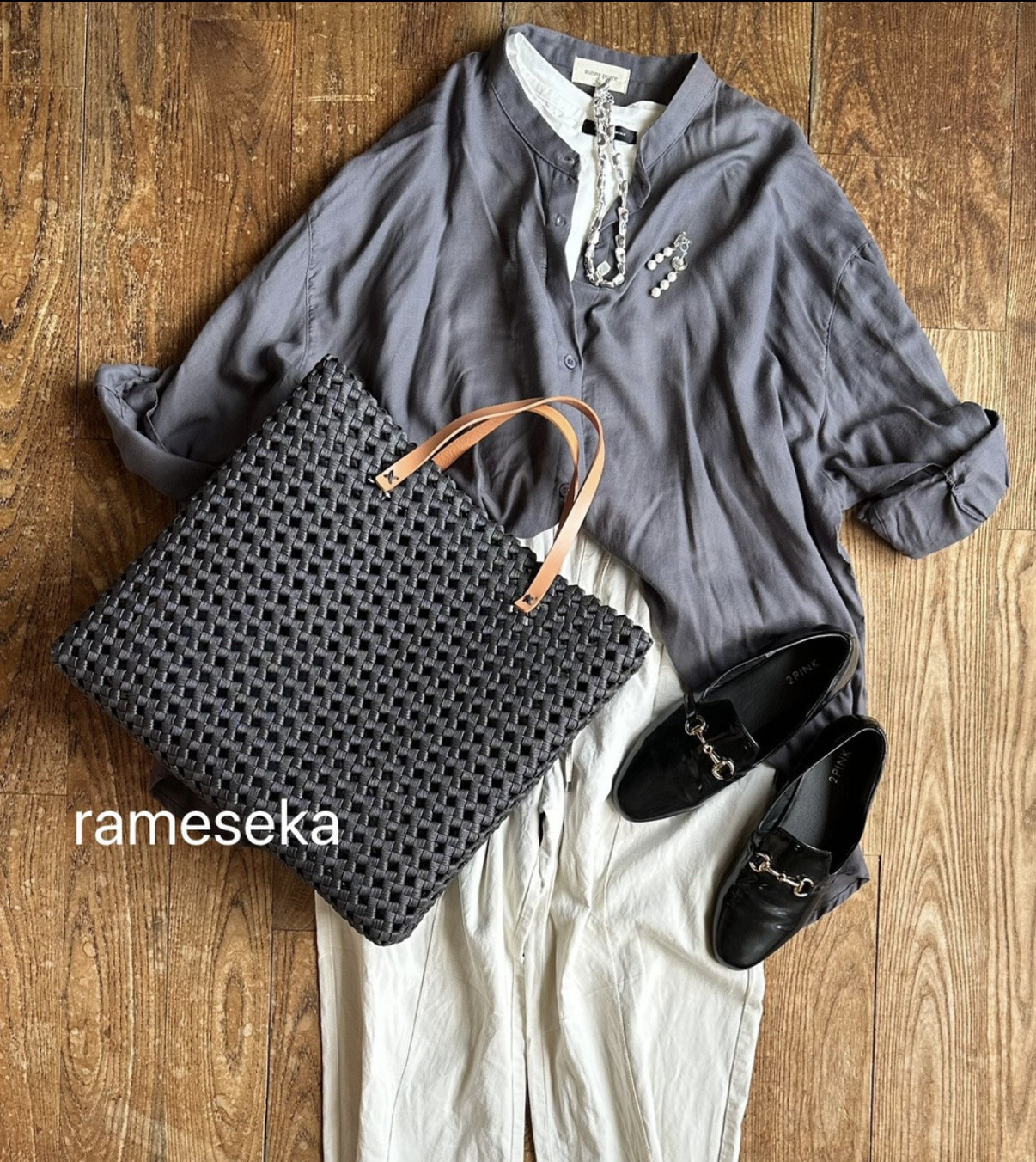 正方形かごバッグ 〜MUJI〜 お色選べます！ かごバッグ rameseka