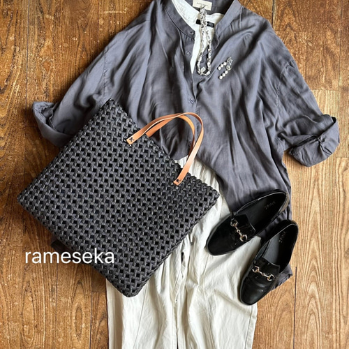 正方形かごバッグ 〜MUJI〜 お色選べます！ かごバッグ rameseka