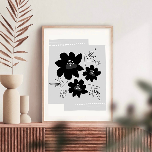 北欧 風 インテリア アートポスター【 bloom . 】 :/071/ 花 植物 黒