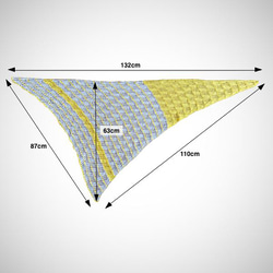 手編みショール 〜 flag（グレー×イエロー）◎◎春夏向きのコットン素材◎◎ 4枚目の画像