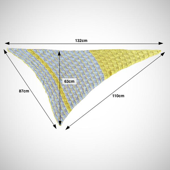手編みショール 〜 flag（グレー×イエロー）◎◎春夏向きのコットン素材◎◎ 4枚目の画像