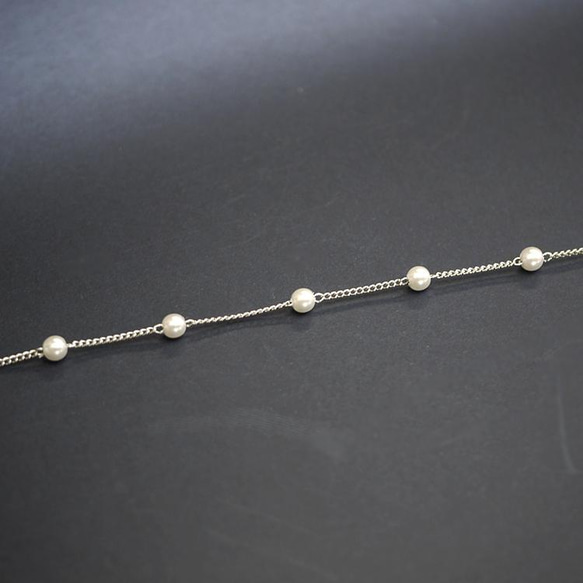 免運費 [50M 捲軸纏繞] 珍珠約 4mm/寬度約 1.0mm 銀黃銅鏈 NF / UCG62 第4張的照片