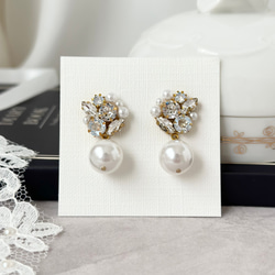 【#1449】ビジュー　パール　ハンドメイドアクセサリー　ピアス　イヤリング キラキラ ビジュー パール ピアス イヤリング [ 結婚式 お呼ばれ