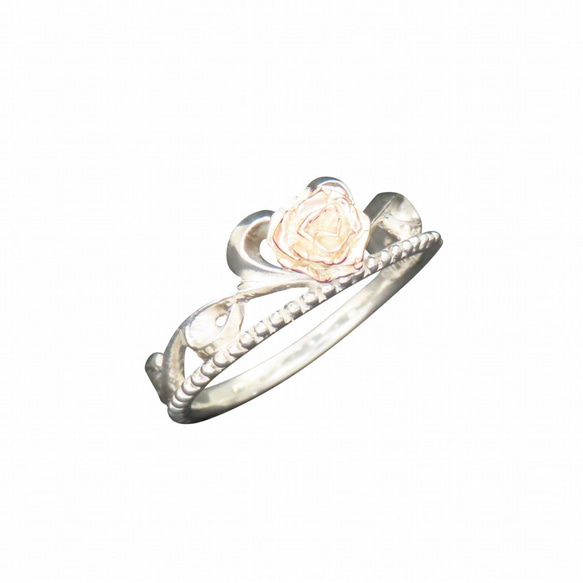 ローズ ティアラ リング 指輪 シルバー925 K10 ピンクゴールド 【刻印無料】 薔薇 ばら バラ 冠 リング PG 4枚目の画像