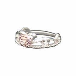 ローズ ティアラ リング 指輪 シルバー925 K10 ピンクゴールド 【刻印無料】 薔薇 ばら バラ 冠 リング PG 2枚目の画像