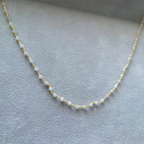 K18YG ラフカット ダイヤモンドネックレスチェーン デザインチェーン