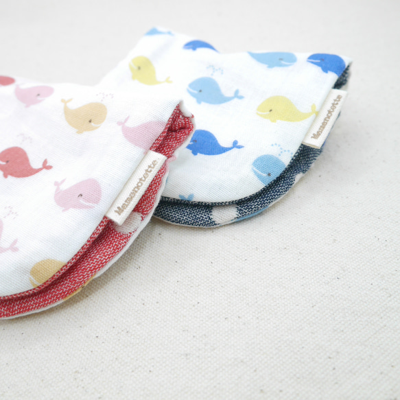 ふわもこハンカチ｜カラフルくじら-Colorful Whale-｜S・10×20cm｜8重ガーゼハンカチ｜ギフト｜誕生日 4枚目の画像