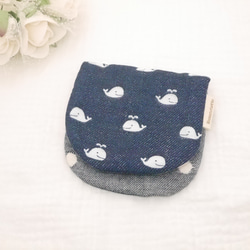 ふわふわガーゼハンカチ『デニム風くじら』優しい肌触りの8重ガーゼハンカチ 10×20cm ギフトにも☺ 3枚目の画像