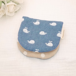 ふわふわガーゼハンカチ『デニム風くじら』優しい肌触りの8重ガーゼハンカチ 10×20cm ギフトにも☺ 4枚目の画像