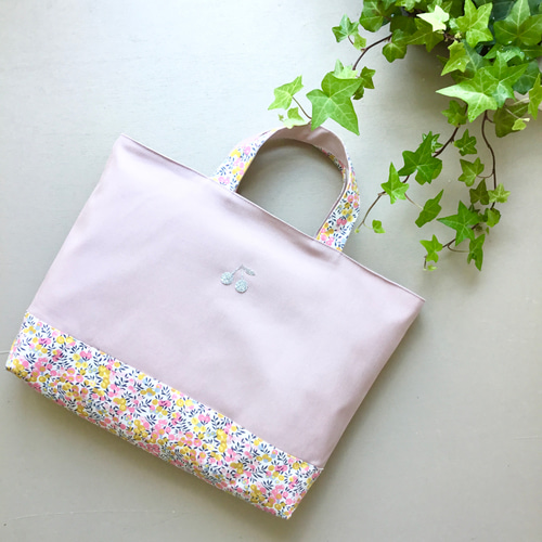 リバティのレッスンバッグ*・゜ﾟ・*:.｡.帆布*:.｡. .｡.:*・゜ﾟ