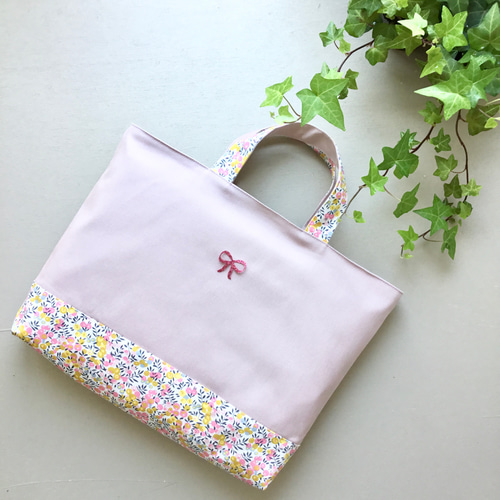リバティのレッスンバッグ*・゜ﾟ・*:.｡.帆布*:.｡. .｡.:*・゜ﾟ