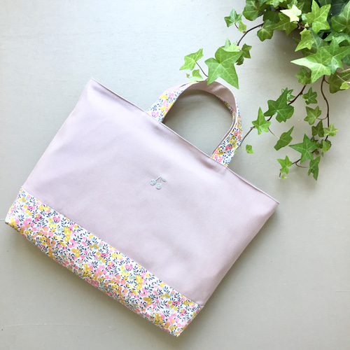 リバティのレッスンバッグ*・゜ﾟ・*:.｡.帆布*:.｡. .｡.:*・゜ﾟ