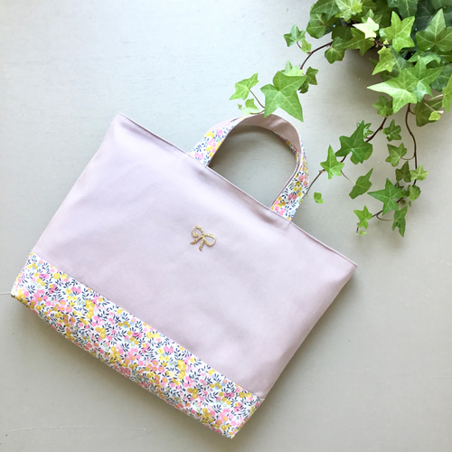 リバティのレッスンバッグ*・゜ﾟ・*:.｡.帆布*:.｡. .｡.:*・゜ﾟ