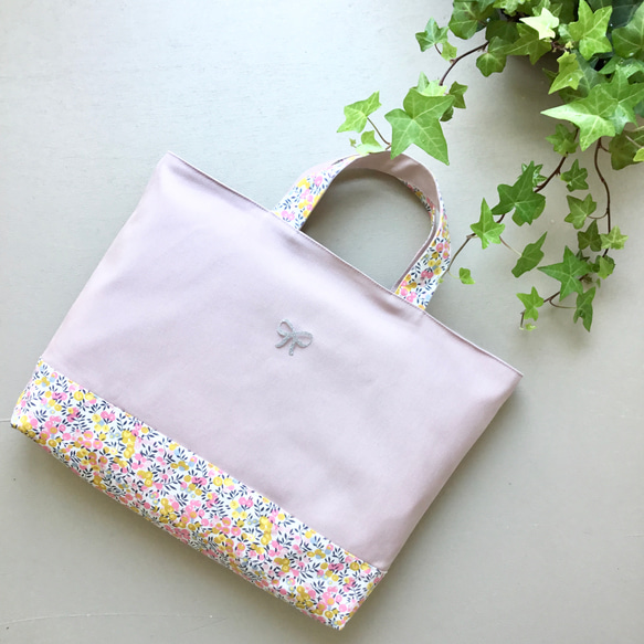 女の子用】リバティプリント使用×さくらんぼワッペンレッスンバッグ他