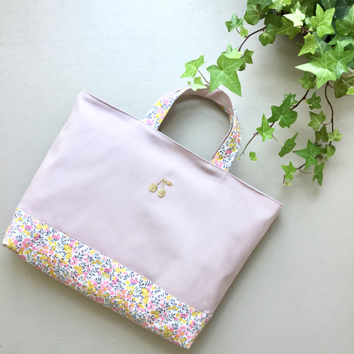 リバティのレッスンバッグ*・゜ﾟ・*:.｡.帆布*:.｡. .｡.:*・゜ﾟ