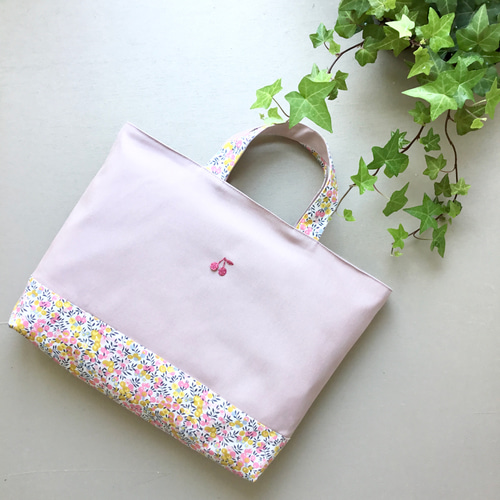 リバティのレッスンバッグ*・゜ﾟ・*:.｡.帆布*:.｡. .｡.:*・゜ﾟ
