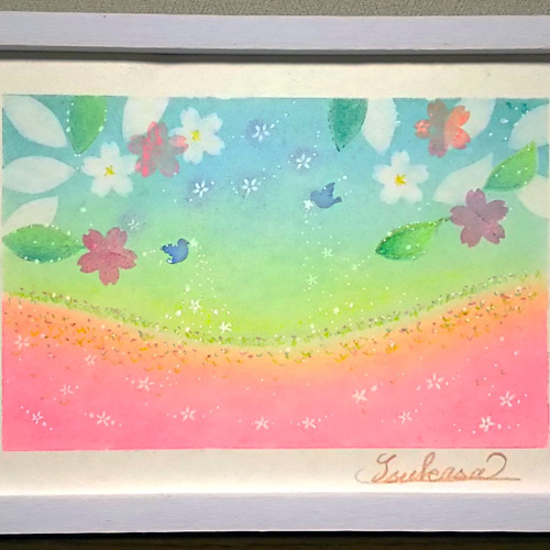 パステルアート 春のお届け物 パステル画原画 絵画 T's Arts