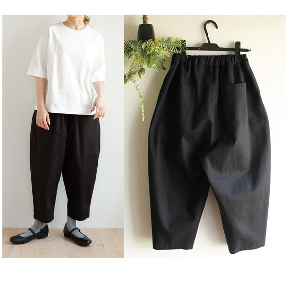 c_o_c_o_r_o ストレッチバルーンパンツ 通年（黒） キュロット