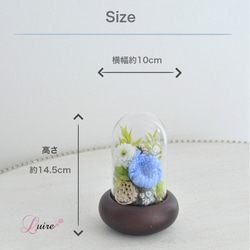 【人気ドーム仏花の色違い登場！】 輪菊の美しいガラスドーム付きプリザーブドフラワー仏花、お供え花 10枚目の画像