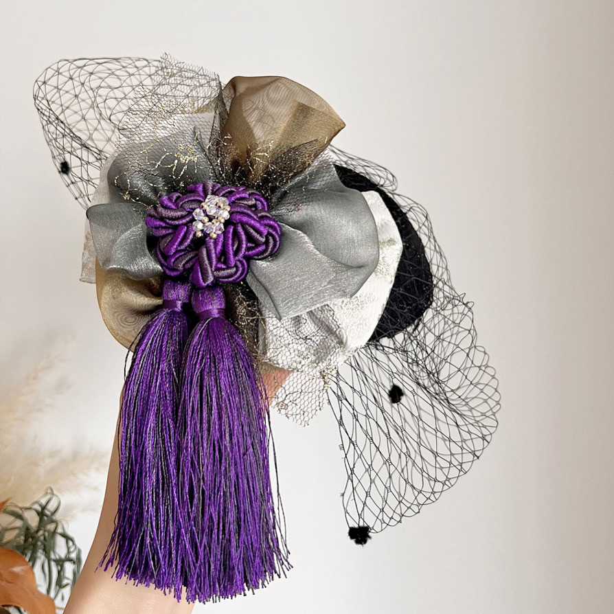 《受注制作》ブラック　トーク帽子 ヘッドアクセサリー　ヘッドドレス　ミニ帽子