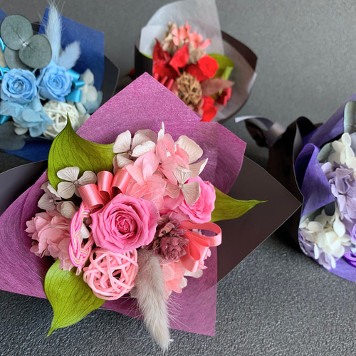 miniブーケ《水引細工付》プリザーブドフラワー花束の贈り物 卒業 入学