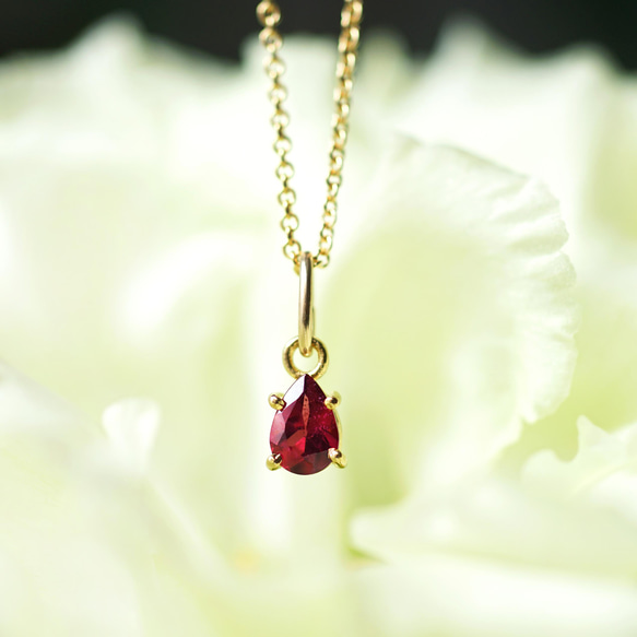 14KGF Neckrace with Rhodolite Garnet 第2張的照片