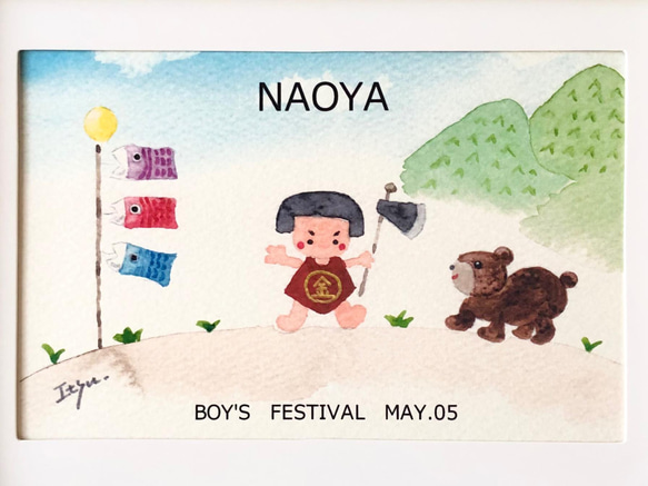 A4ポスター「金太郎」水彩画イラスト　五月人形　端午の節句　鯉のぼり　こどもの日 2枚目の画像