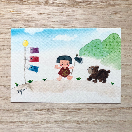A4ポスター「金太郎」水彩画イラスト 五月人形 端午の節句