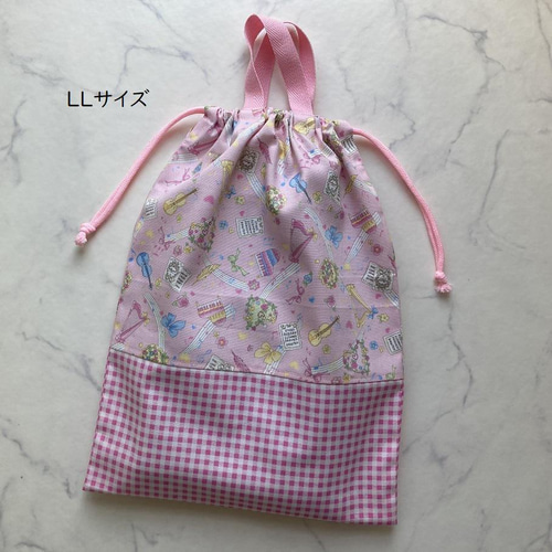 1点限り在庫処分3割引き☆持ち手付き巾着袋LLサイズ（メルヘン