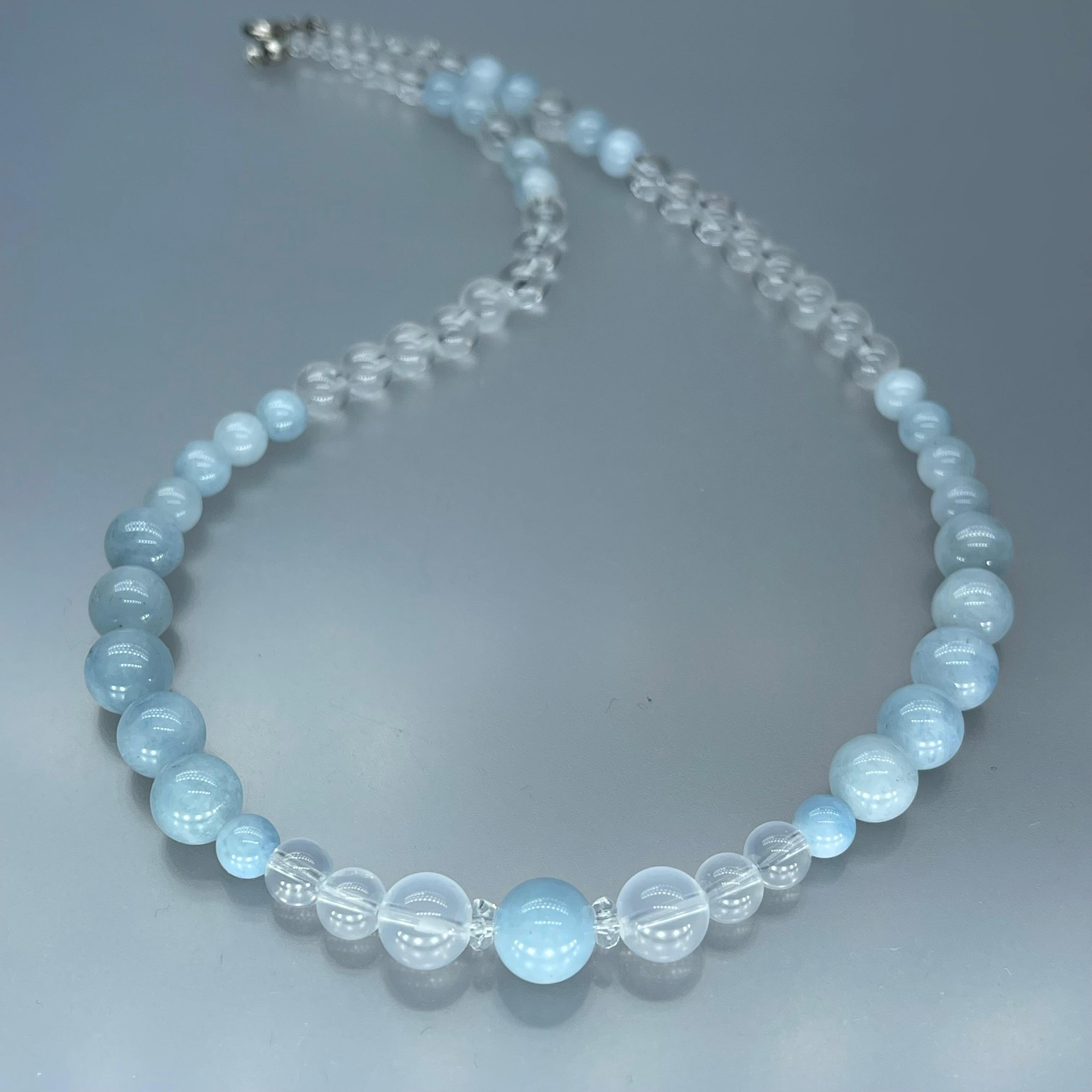 天然石 アクアマリン ミルキークオーツ 水晶 ネックレス　Sサイズ